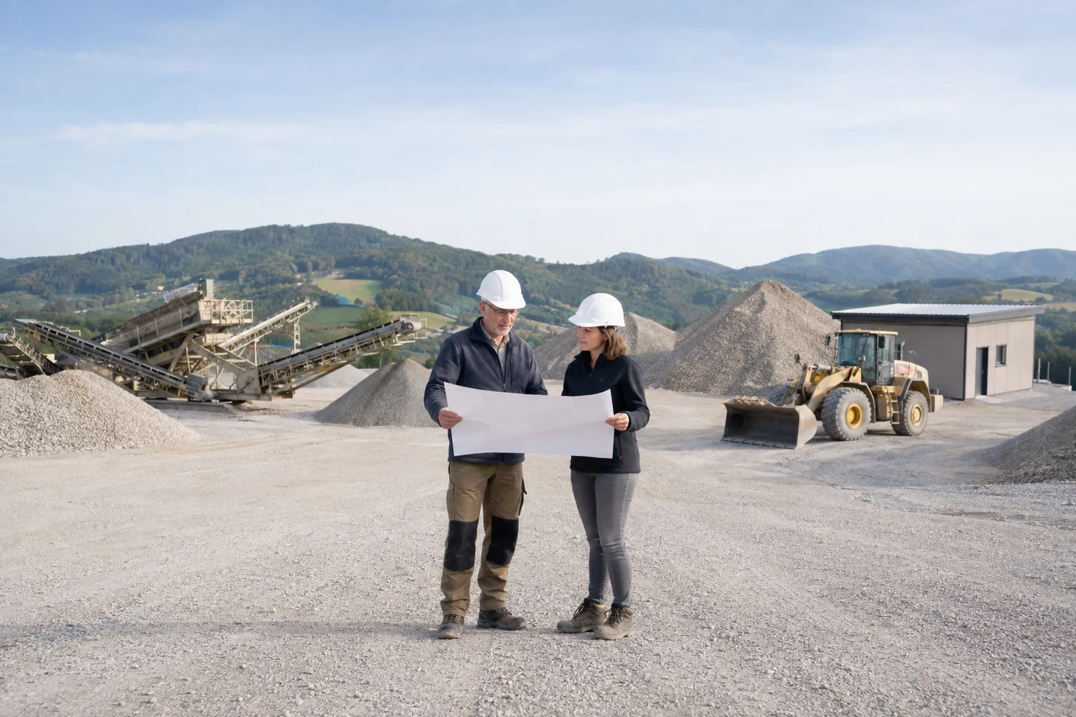 Eigentümer besprechen einen österreichischen Schotterstandort